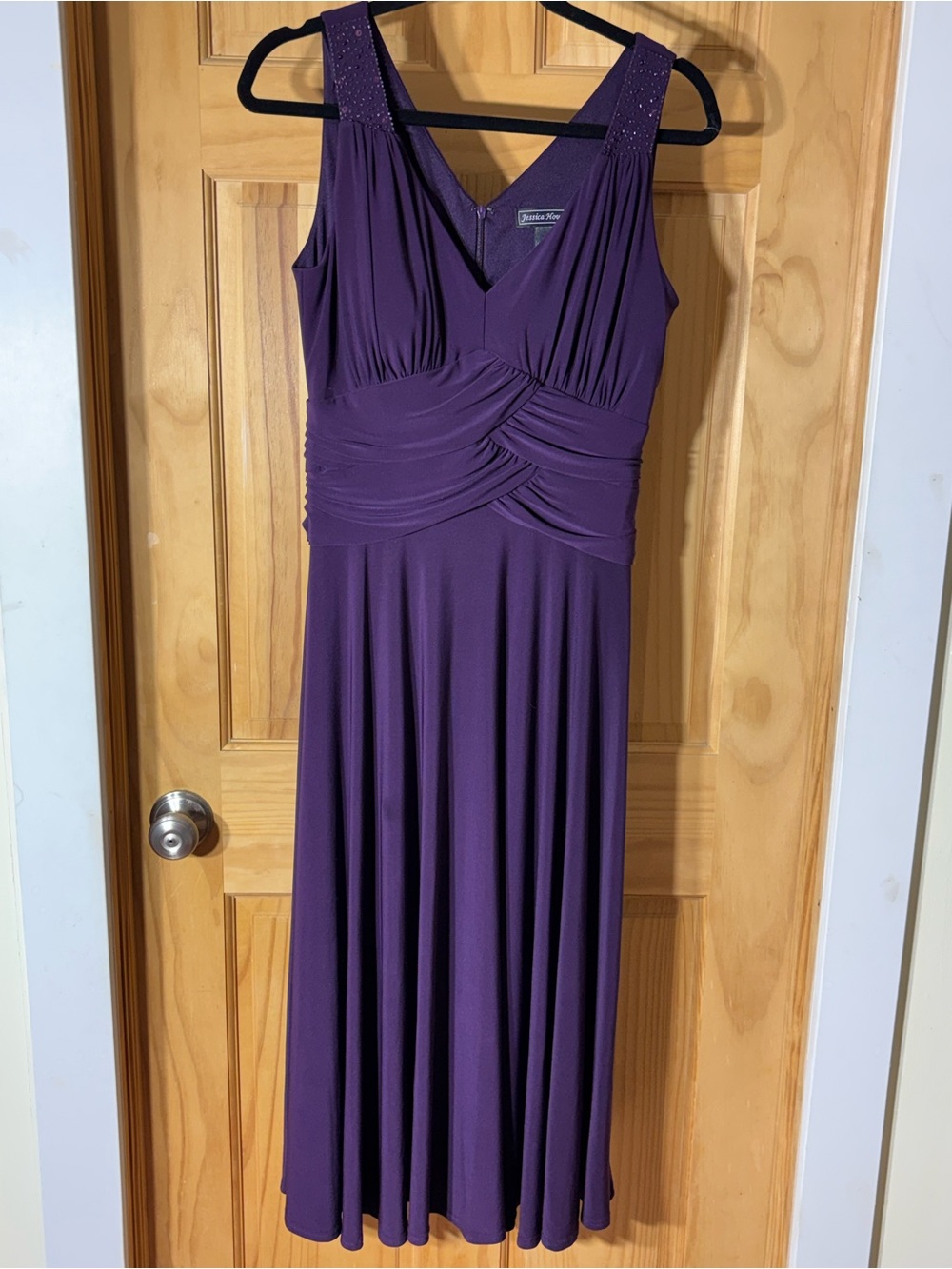 Jessica Howard Deep Purple /Maroon Sleeveless V-Neck Maxi Dress-wedding guest 12